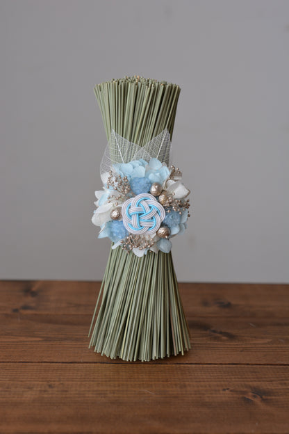 イグサの花飾り (スカイブルー）