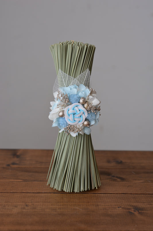 イグサの花飾り (スカイブルー）