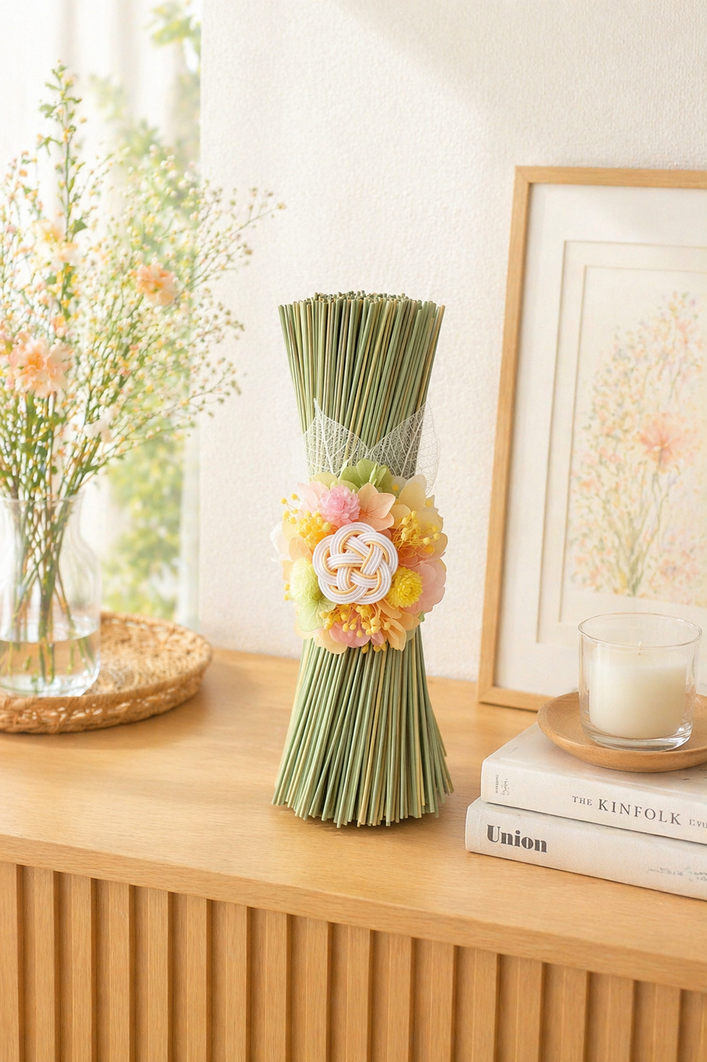 イグサの花飾り (アプリコット）