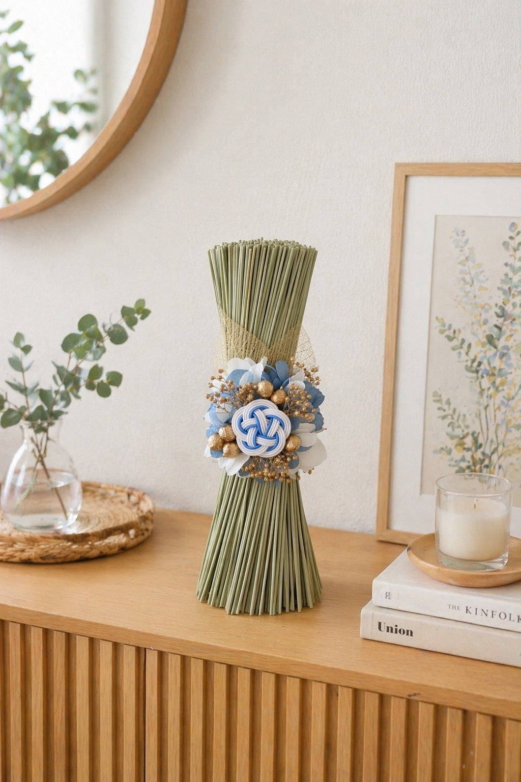 イグサの花飾り (ブルー）